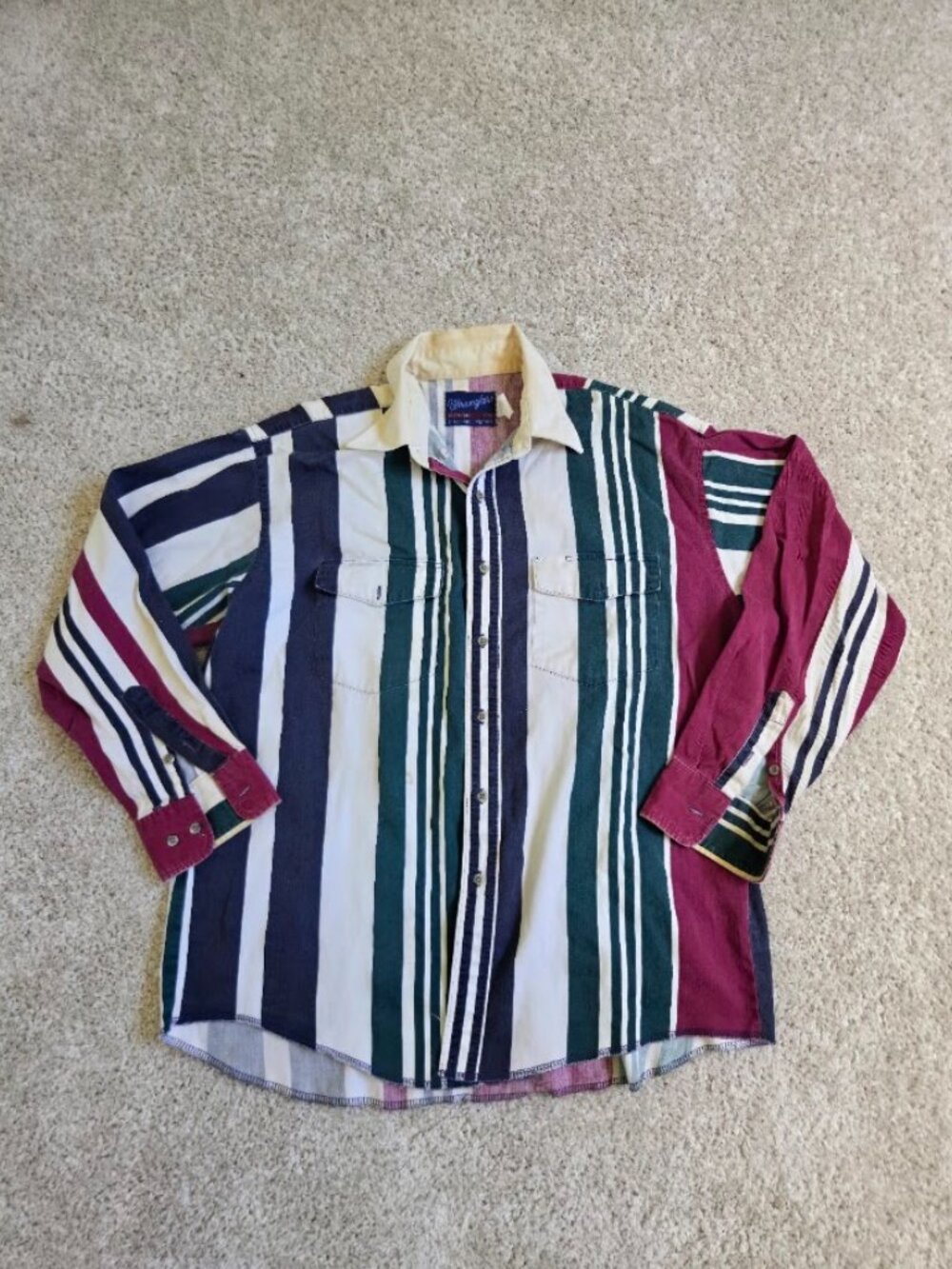 VTG Wrangler Western Button Up Cowboy Cut Classic X-Long Tails 17 1/2-35 Pre-Own